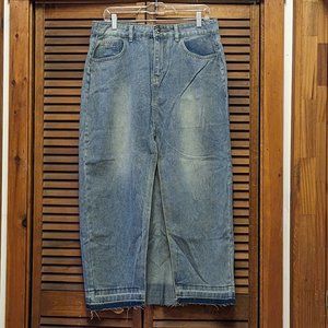Y2k split front distressed denim skirt